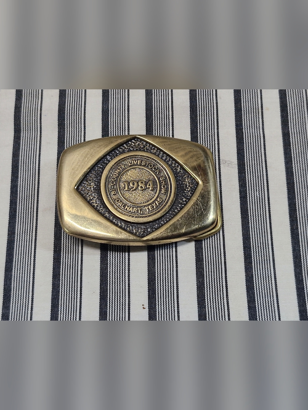 Vintage 1984 BTS Brass Belt Buckle Bi County Livestock Show Texas
